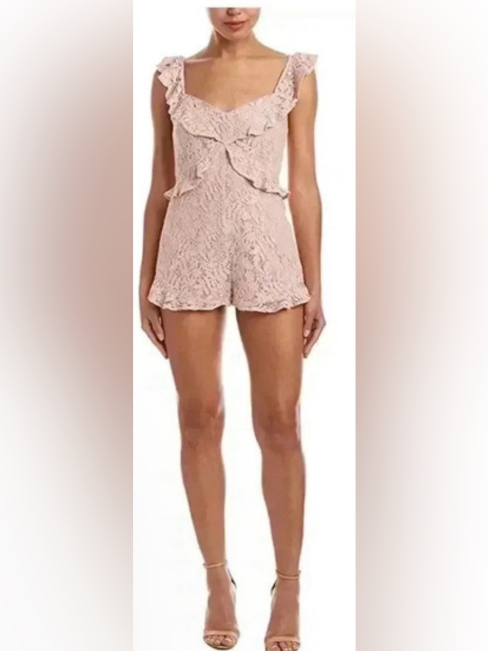 BCBGeneration Blush Lace Ruffle Romper